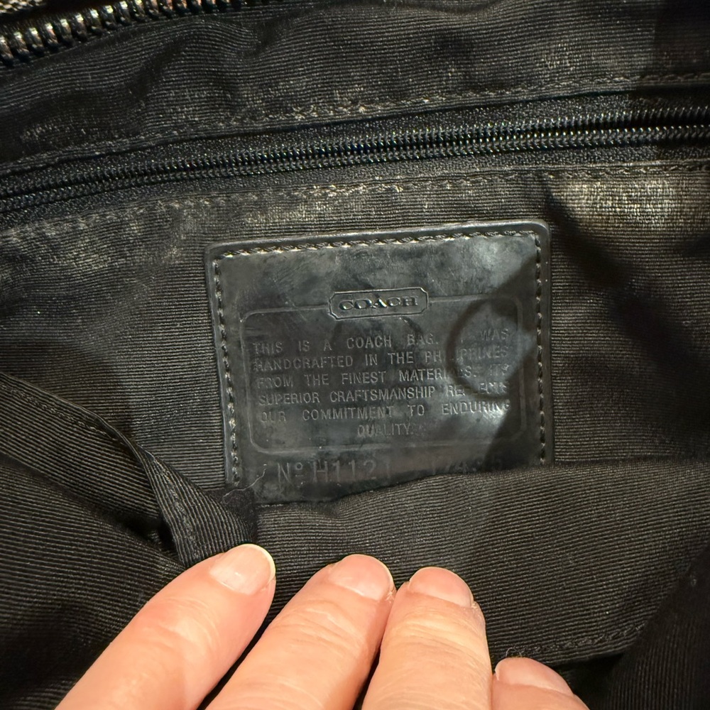 Coach Signature Stripe File Crossbody Zip Shoulder Bag in Black and Gray - Picture 14 of 16